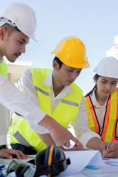 Construction staking surveys indianapolis team planning - ALTA SURVEY Indiana Construction team reviewing site plans during construction staking surveys in Indianapolis to ensure accuracy, reduce delays, and avoid costly rework
