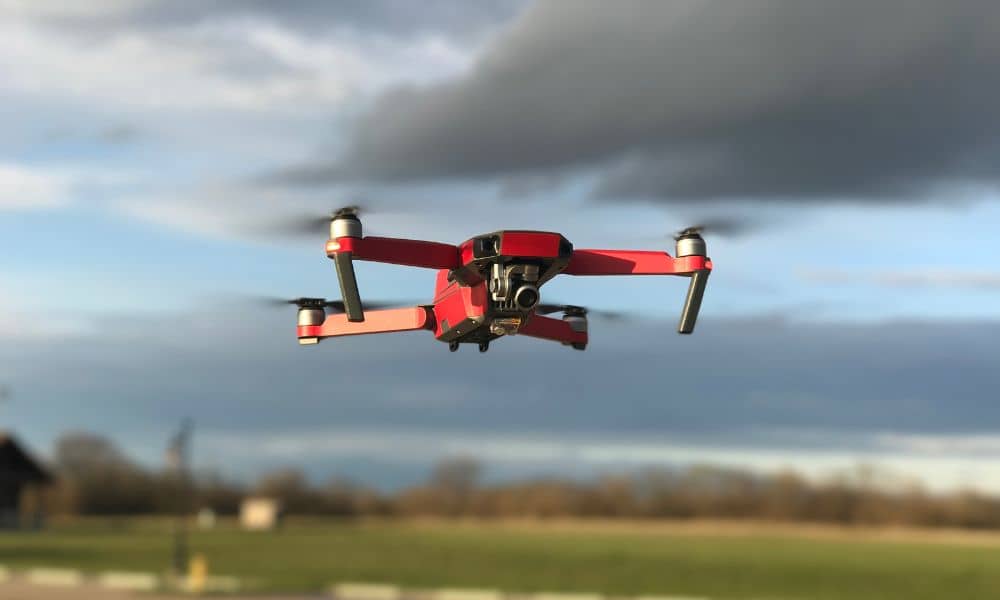 A drone survey capturing property lines and land boundaries from above